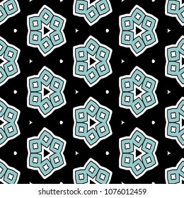 Hexagonal symmetry vector ornaments. Geometric pattern for ceramic tile, surface design, textiles, printing, wallpaper.The endless texture with abstract stars.
