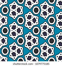 Hexagonal symmetry vector ornaments. Geometric pattern for ceramic tile, surface design, textiles, printing, wallpaper.The endless texture with abstract stars.