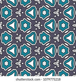 Hexagonal symmetry vector ornaments. Geometric pattern for ceramic tile, surface design, textiles, printing, wallpaper.The endless texture with abstract stars.