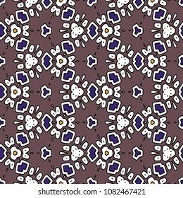 Hexagonal symmetry vector ornaments. Geometric pattern for ceramic tile, surface design, textiles, printing, wallpaper.The endless texture with abstract stars.
