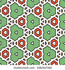 Hexagonal symmetry vector ornaments. Geometric pattern for ceramic tile, surface design, textiles, printing, wallpaper.The endless texture with abstract stars.