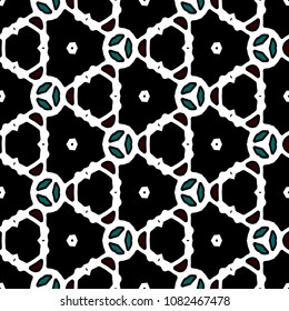 Hexagonal symmetry vector ornaments. Geometric pattern for ceramic tile, surface design, textiles, printing, wallpaper.The endless texture with abstract stars.