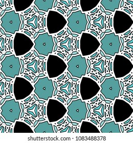 Hexagonal symmetry vector ornaments. Geometric pattern for ceramic tile, surface design, textiles, printing, wallpaper.The endless texture with abstract stars.