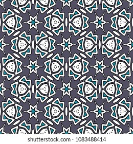 Hexagonal symmetry vector ornaments. Geometric pattern for ceramic tile, surface design, textiles, printing, wallpaper.The endless texture with abstract stars.