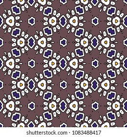Hexagonal symmetry vector ornaments. Geometric pattern for ceramic tile, surface design, textiles, printing, wallpaper.The endless texture with abstract stars.