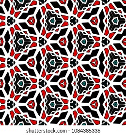 Hexagonal symmetry vector ornaments. Geometric pattern for ceramic tile, surface design, textiles, printing, wallpaper.The endless texture with abstract stars.