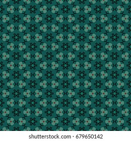 Hexagonal symmetry vector ornaments. Geometric pattern for ceramic tile, surface design, textiles, printing, wallpaper.The endless texture with abstract stars.