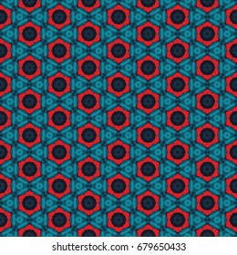Hexagonal symmetry vector ornaments. Geometric pattern for ceramic tile, surface design, textiles, printing, wallpaper.The endless texture with abstract stars.