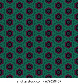 Hexagonal symmetry vector ornaments. Geometric pattern for ceramic tile, surface design, textiles, printing, wallpaper.The endless texture with abstract stars.