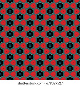 Hexagonal symmetry vector ornaments. Geometric pattern for ceramic tile, surface design, textiles, printing, wallpaper.The endless texture with abstract stars.