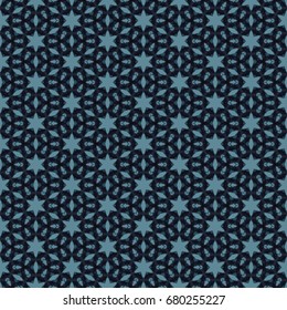 Hexagonal symmetry vector ornaments. Geometric pattern for ceramic tile, surface design, textiles, printing, wallpaper.The endless texture with abstract stars.