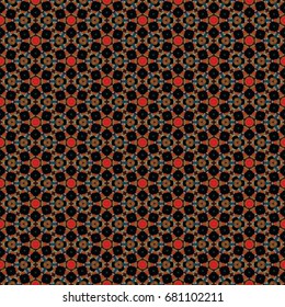 Hexagonal symmetry vector ornaments. Geometric pattern for ceramic tile, surface design, textiles, printing, wallpaper.The endless texture with abstract stars.