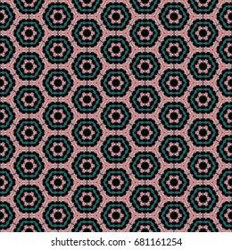 Hexagonal symmetry vector ornaments. Geometric pattern for ceramic tile, surface design, textiles, printing, wallpaper.The endless texture with abstract stars.
