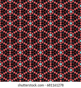 Hexagonal symmetry vector ornaments. Geometric pattern for ceramic tile, surface design, textiles, printing, wallpaper.The endless texture with abstract stars.