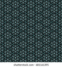 Hexagonal symmetry vector ornaments. Geometric pattern for ceramic tile, surface design, textiles, printing, wallpaper.The endless texture with abstract stars.