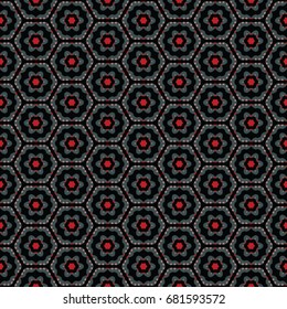Hexagonal symmetry vector ornaments. Geometric pattern for ceramic tile, surface design, textiles, printing, wallpaper. The endless texture with abstract stars.