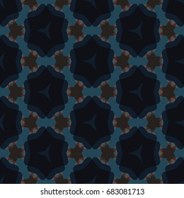 Hexagonal symmetry vector ornaments. Geometric pattern for ceramic tile, surface design, textiles, printing, wallpaper.The endless texture with abstract stars.