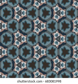 Hexagonal symmetry vector ornaments. Geometric pattern for ceramic tile, surface design, textiles, printing, wallpaper.The endless texture with abstract stars.