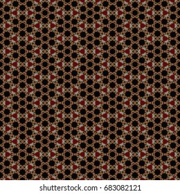 Hexagonal symmetry vector ornaments. Geometric pattern for ceramic tile, surface design, textiles, printing, wallpaper.The endless texture with abstract stars.