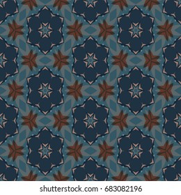 Hexagonal symmetry vector ornaments. Geometric pattern for ceramic tile, surface design, textiles, printing, wallpaper.The endless texture with abstract stars.