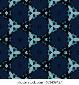 Hexagonal symmetry vector ornaments. Geometric pattern for ceramic tile, surface design, textiles, printing, wallpaper.The endless texture with abstract stars.