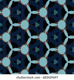 Hexagonal symmetry vector ornaments. Geometric pattern for ceramic tile, surface design, textiles, printing, wallpaper.The endless texture with abstract stars.