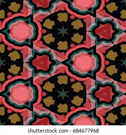 Hexagonal symmetry vector ornaments. Geometric pattern for ceramic tile, surface design, textiles, printing, wallpaper.The endless texture with abstract stars.