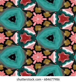 Hexagonal symmetry vector ornaments. Geometric pattern for ceramic tile, surface design, textiles, printing, wallpaper.The endless texture with abstract stars.