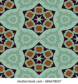 Hexagonal symmetry vector ornaments. Geometric pattern for ceramic tile, surface design, textiles, printing, wallpaper.The endless texture with abstract stars.