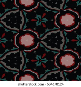Hexagonal symmetry vector ornaments. Geometric pattern for ceramic tile, surface design, textiles, printing, wallpaper.The endless texture with abstract stars.