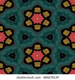 Hexagonal symmetry vector ornaments. Geometric pattern for ceramic tile, surface design, textiles, printing, wallpaper.The endless texture with abstract stars.