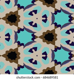 Hexagonal symmetry vector ornaments. Geometric pattern for ceramic tile, surface design, textiles, printing, wallpaper.The endless texture with abstract stars.