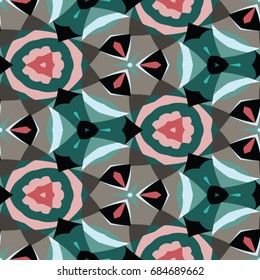 Hexagonal symmetry vector ornaments. Geometric pattern for ceramic tile, surface design, textiles, printing, wallpaper.The endless texture with abstract stars.