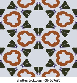 Hexagonal symmetry vector ornaments. Geometric pattern for ceramic tile, surface design, textiles, printing, wallpaper.The endless texture with abstract stars.