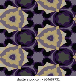 Hexagonal symmetry vector ornaments. Geometric pattern for ceramic tile, surface design, textiles, printing, wallpaper.The endless texture with abstract stars.
