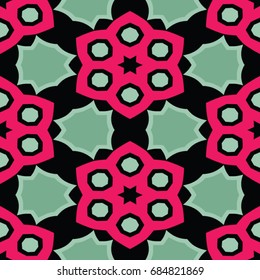Hexagonal symmetry vector ornaments. Geometric pattern for ceramic tile, surface design, textiles, printing, wallpaper.The endless texture with abstract stars.
