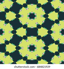 Hexagonal symmetry vector ornaments. Geometric pattern for ceramic tile, surface design, textiles, printing, wallpaper.The endless texture with abstract stars.