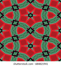 Hexagonal symmetry vector ornaments. Geometric pattern for ceramic tile, surface design, textiles, printing, wallpaper.The endless texture with abstract stars.