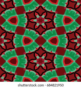 Hexagonal symmetry vector ornaments. Geometric pattern for ceramic tile, surface design, textiles, printing, wallpaper.The endless texture with abstract stars.