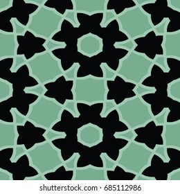 Hexagonal symmetry vector ornaments. Geometric pattern for ceramic tile, surface design, textiles, printing, wallpaper.The endless texture with abstract stars.
