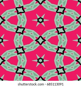 Hexagonal symmetry vector ornaments. Geometric pattern for ceramic tile, surface design, textiles, printing, wallpaper.The endless texture with abstract stars.