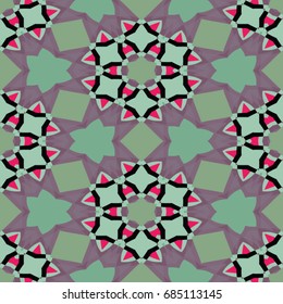 Hexagonal symmetry vector ornaments. Geometric pattern for ceramic tile, surface design, textiles, printing, wallpaper.The endless texture with abstract stars.