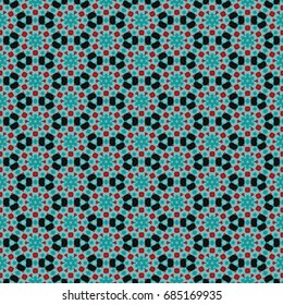 Hexagonal symmetry vector ornaments. Geometric pattern for ceramic tile, surface design, textiles, printing, wallpaper.The endless texture with abstract stars.