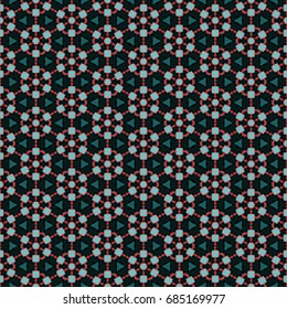 Hexagonal symmetry vector ornaments. Geometric pattern for ceramic tile, surface design, textiles, printing, wallpaper.The endless texture with abstract stars.