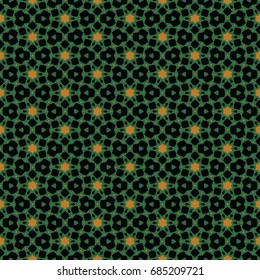 Hexagonal symmetry vector ornaments. Geometric pattern for ceramic tile, surface design, textiles, printing, wallpaper.The endless texture with abstract stars.