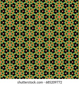 Hexagonal symmetry vector ornaments. Geometric pattern for ceramic tile, surface design, textiles, printing, wallpaper.The endless texture with abstract stars.