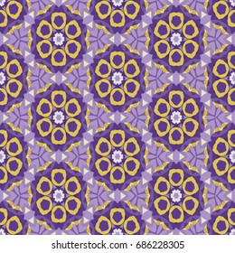 Hexagonal symmetry vector ornaments. Geometric pattern for ceramic tile, surface design, textiles, printing, wallpaper.The endless texture with abstract stars.