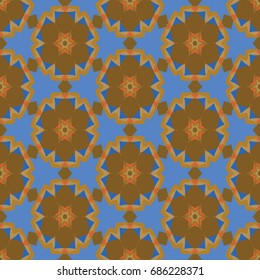 Hexagonal symmetry vector ornaments. Geometric pattern for ceramic tile, surface design, textiles, printing, wallpaper.The endless texture with abstract stars.