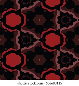 Hexagonal symmetry vector ornaments. Geometric pattern for ceramic tile, surface design, textiles, printing, wallpaper. Endless texture with abstract stars.