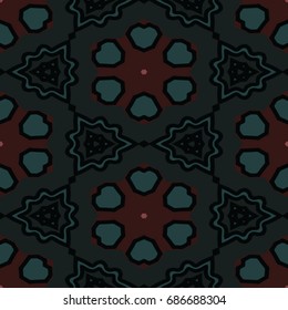 Hexagonal symmetry vector ornaments. Geometric pattern for ceramic tile, surface design, textiles, printing, wallpaper. Endless texture with abstract stars.